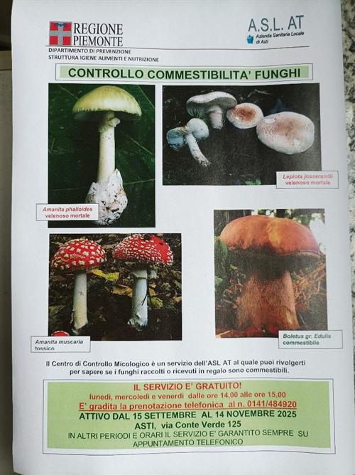 Controllo commestibilità funghi